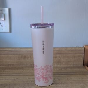 Starbucks Pink Blossom Tumbler with Purple Lid